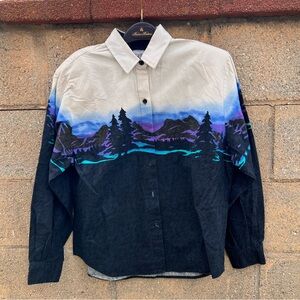 Roper Men's Blue and Purple Scenic Shirt